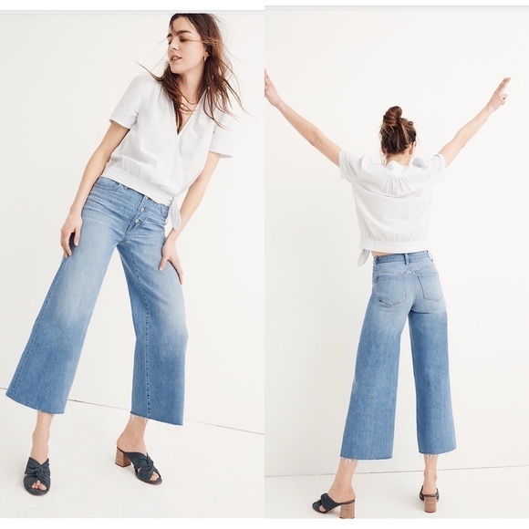 Madewell Crop Wide Leg Button Front Jeans 23 T - Picture 1 of 12